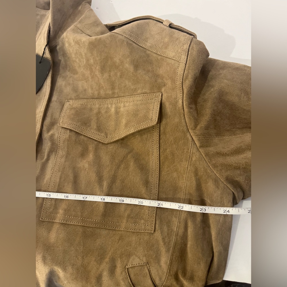 ZARA Viral Suede Leather Oversized Jacket. New, S - Picture 13 of 16